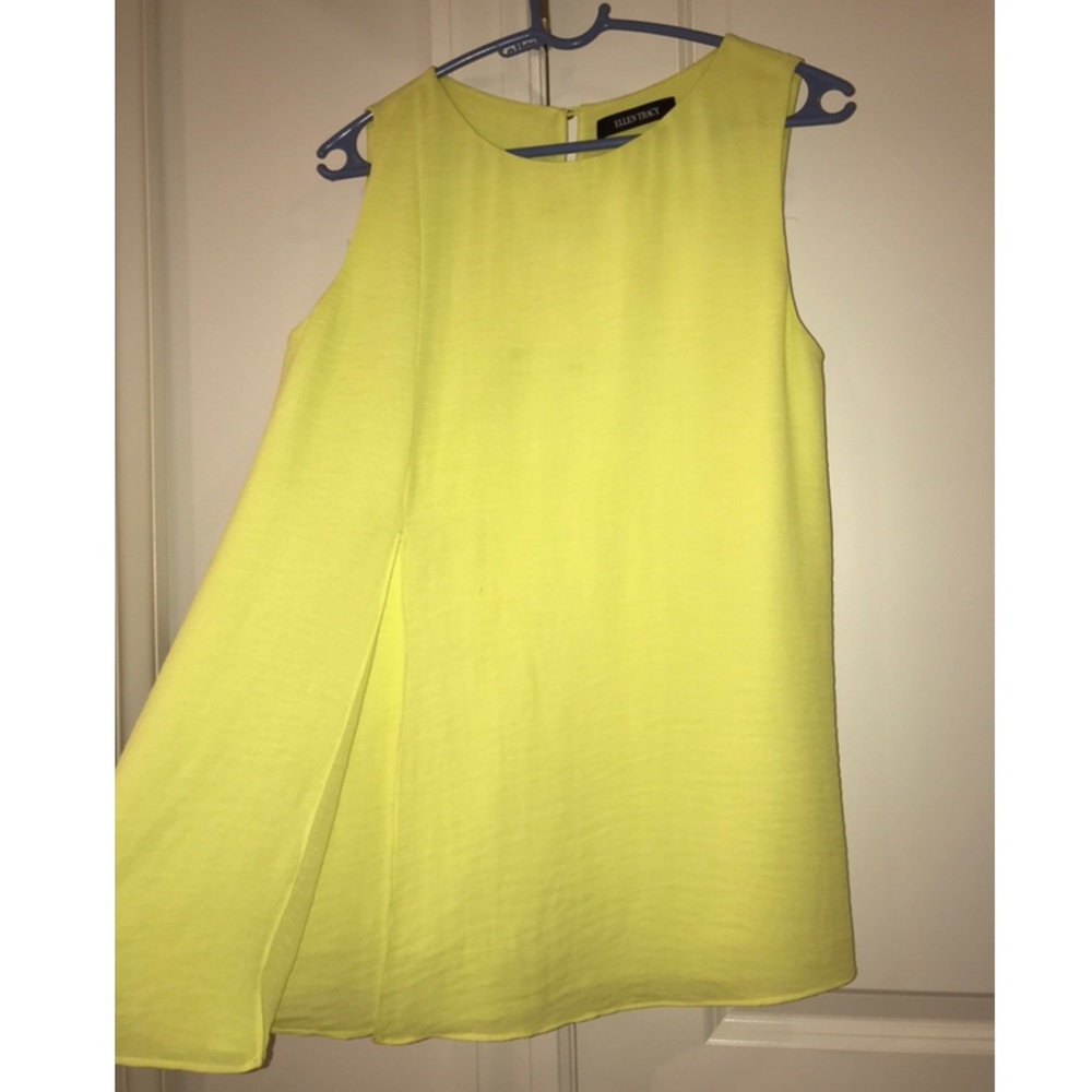 Ellen Tracy yellow silk chiffon tank